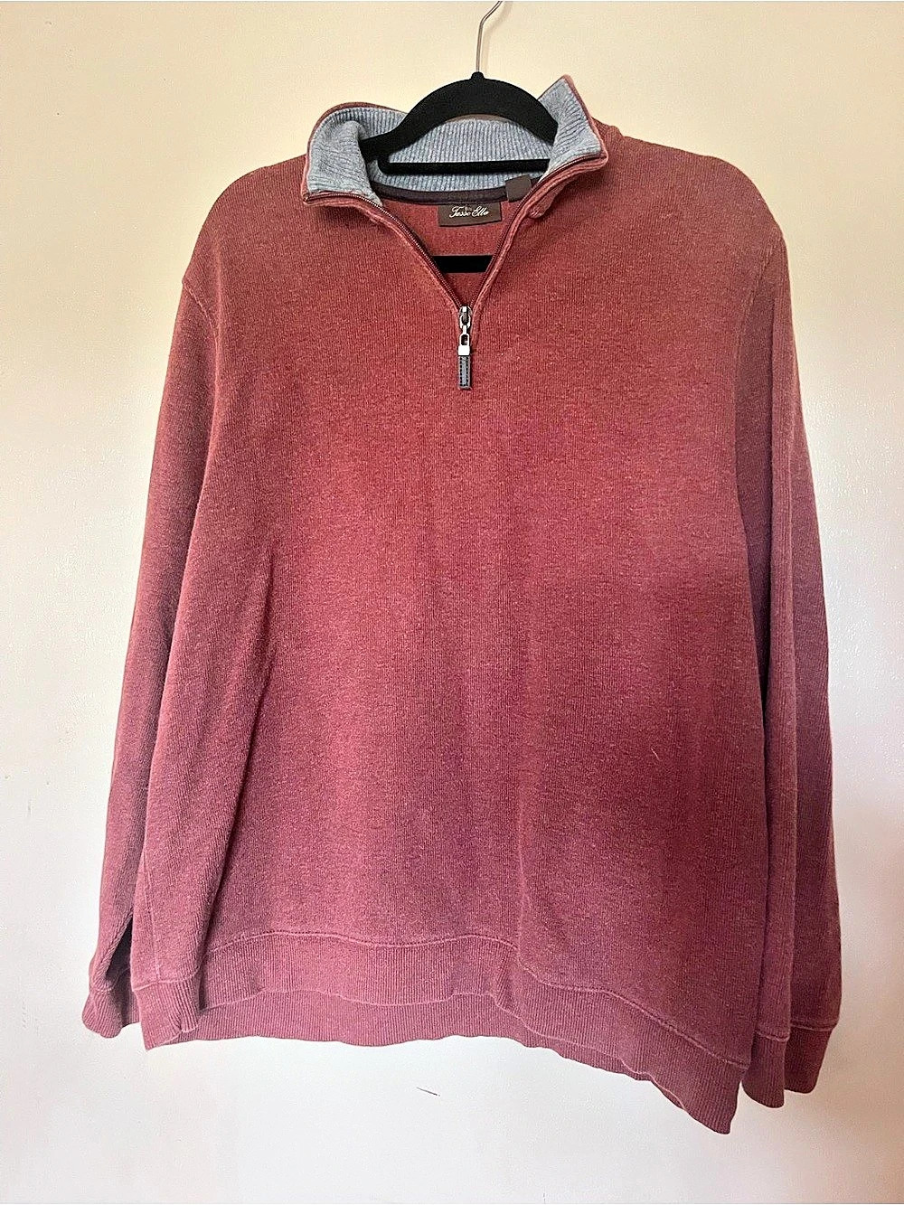 Tasso Elba Men’s Quarter-Zip Pullover in Brick Size XL Like New